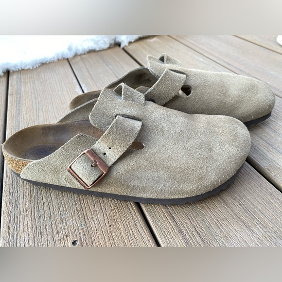 Birkenstock Boston Taupe Suede Clogs Size 41 Narrow - Picture 5 of 10